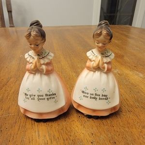 Vintage Enesco Imports Pink Praying Salt & Pepper Shakers